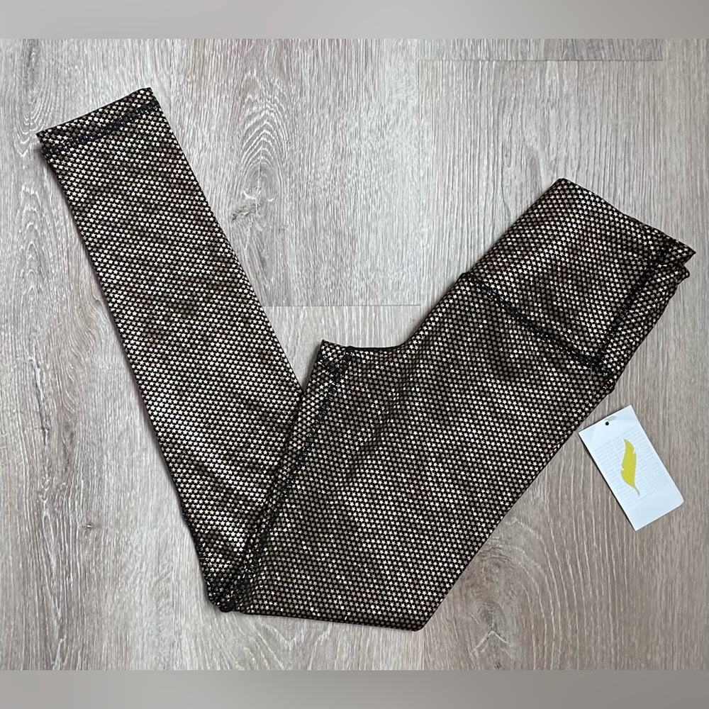 Pheel|Beyond Leggings|Holographic Gold‎ Star Metallic Foil|NWT|SZ S